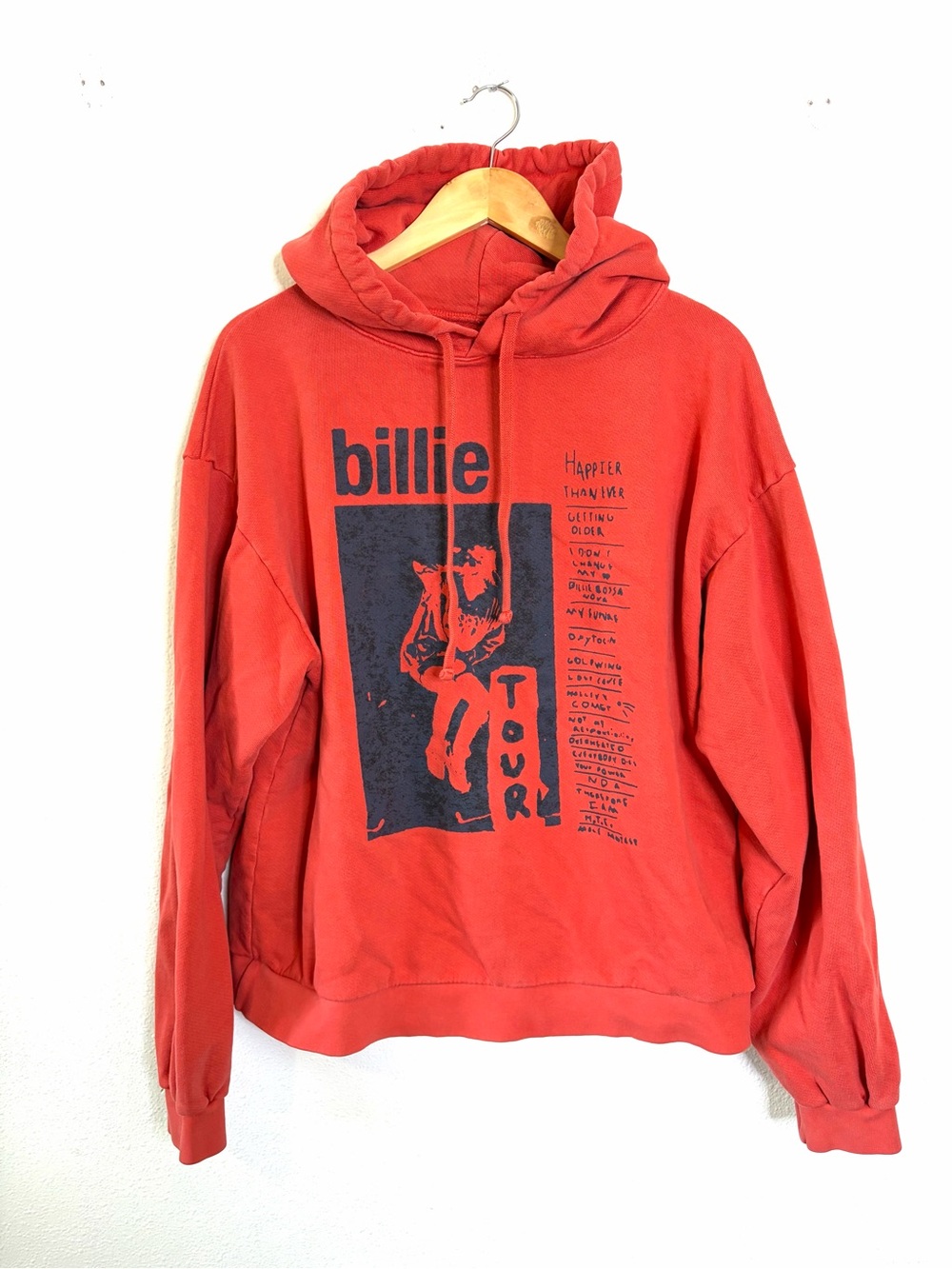Billie Eilish 2022 world tour Hoodie Pullover Graphic sweatshirt orange red M